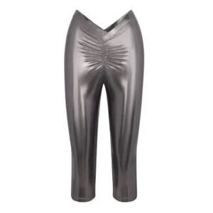 SKIMS Swim Carbon V Waist Metallic Capri Pants Sz SM Festival Maximalist Retro